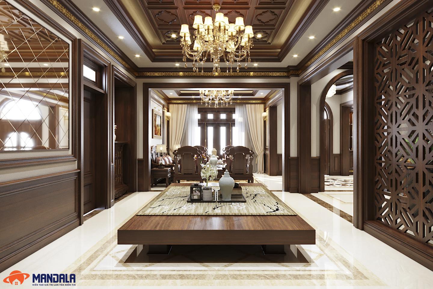 Thi công nội thất biệt thự gỗ tự nhiên